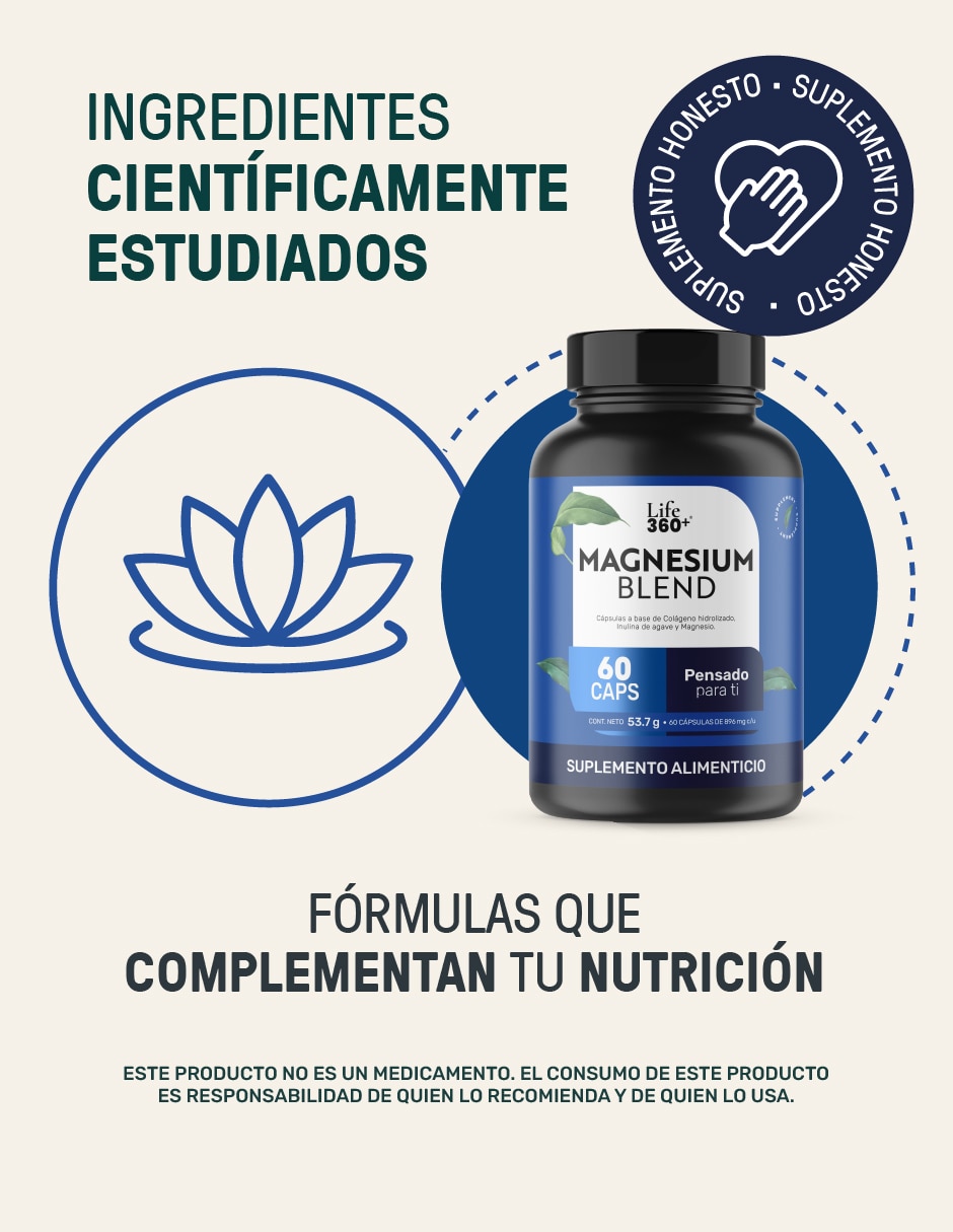 Magnesium Mix Life 360+ Citrato Glicinato de Magnesio de 60 cápsulas 4