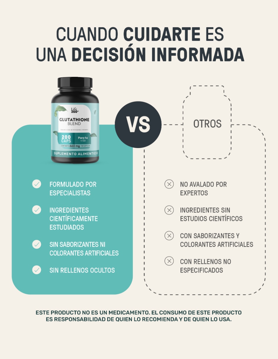 Glutation LIFE 360+ de 200 cápsulas 7