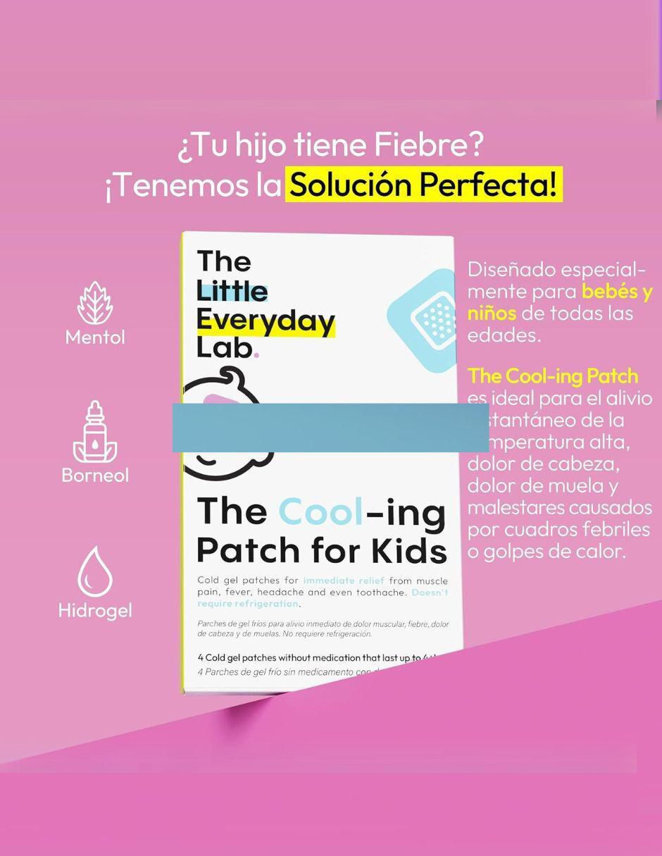 The Cool-ing Patch for Kids- parches fríos para bajar la temperatura o dolor con multivitaminico de 4 parches