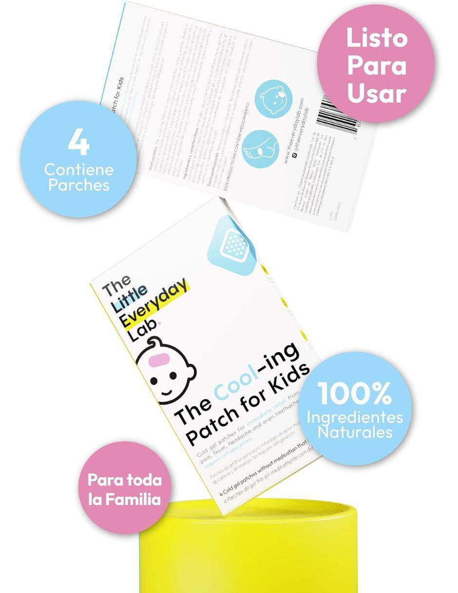 The Cool-ing Patch for Kids- parches fríos para bajar la temperatura o dolor con multivitaminico de 4 parches
