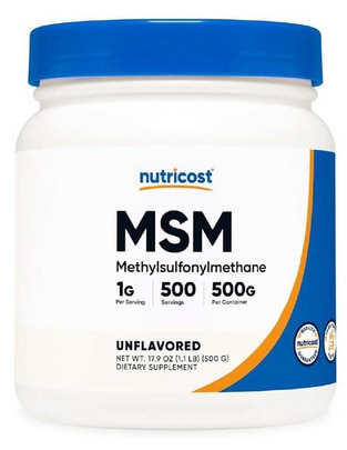 Nutricost MSM en Polvo– Azufre Orgánico para Articulaciones, Cabello y Salud Celular Nutricost con msm de 500 g