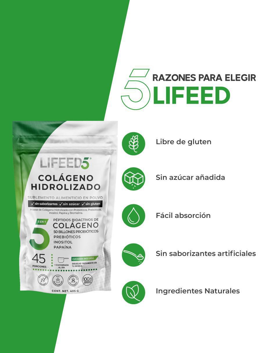 Set de suplementos alimenticios Colágeno Hidrolizado Lifeed5 5