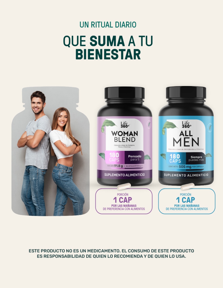 Set de suplementos alimenticios All Woman & All Men Life360+ con L-Arginina