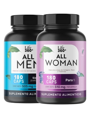 Set de suplementos alimenticios All Woman & All Men Life360+ con L-Arginina
