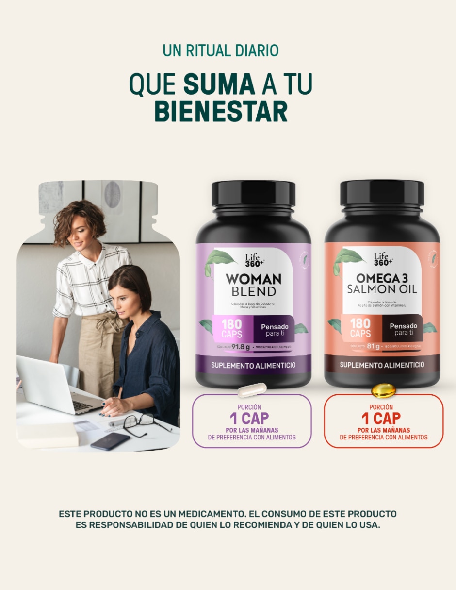 Set de suplementos alimenticios Omega Salmon Oil y All Woman con maca 6