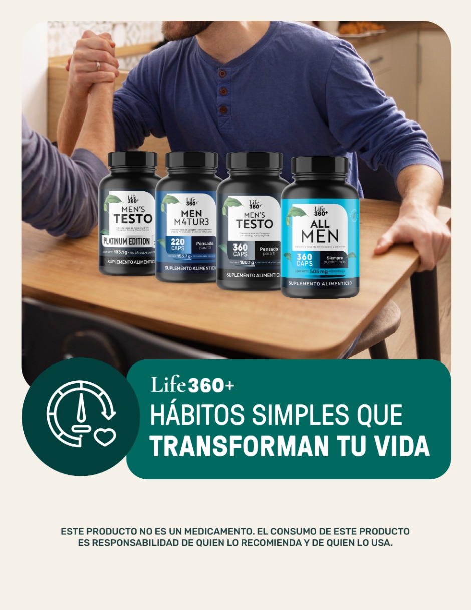 Set de suplementos alimenticios All Men & Mens Testo Life360+ con L-Arginina