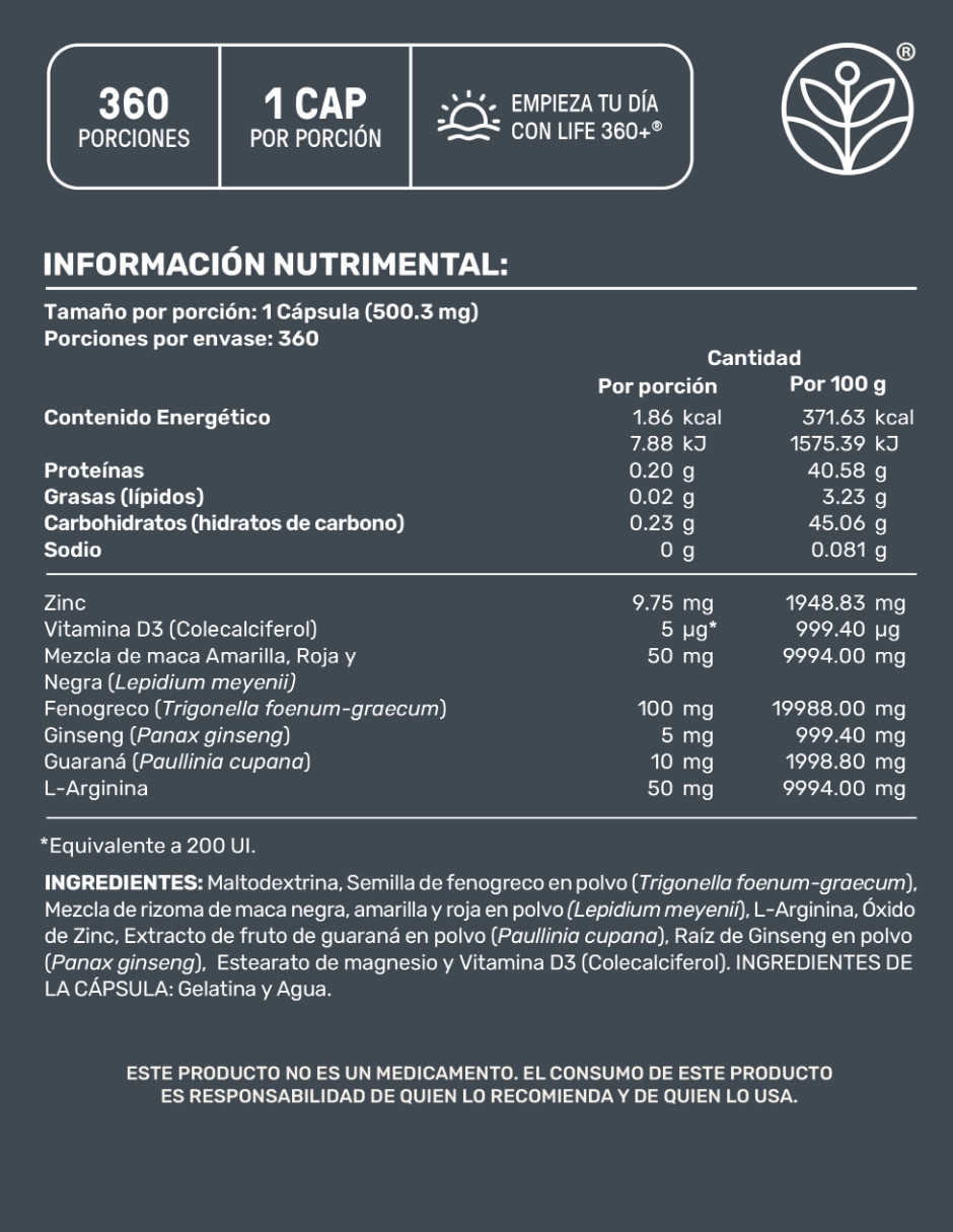 Set de suplementos alimenticios All Men & Mens Testo Life360+ con L-Arginina