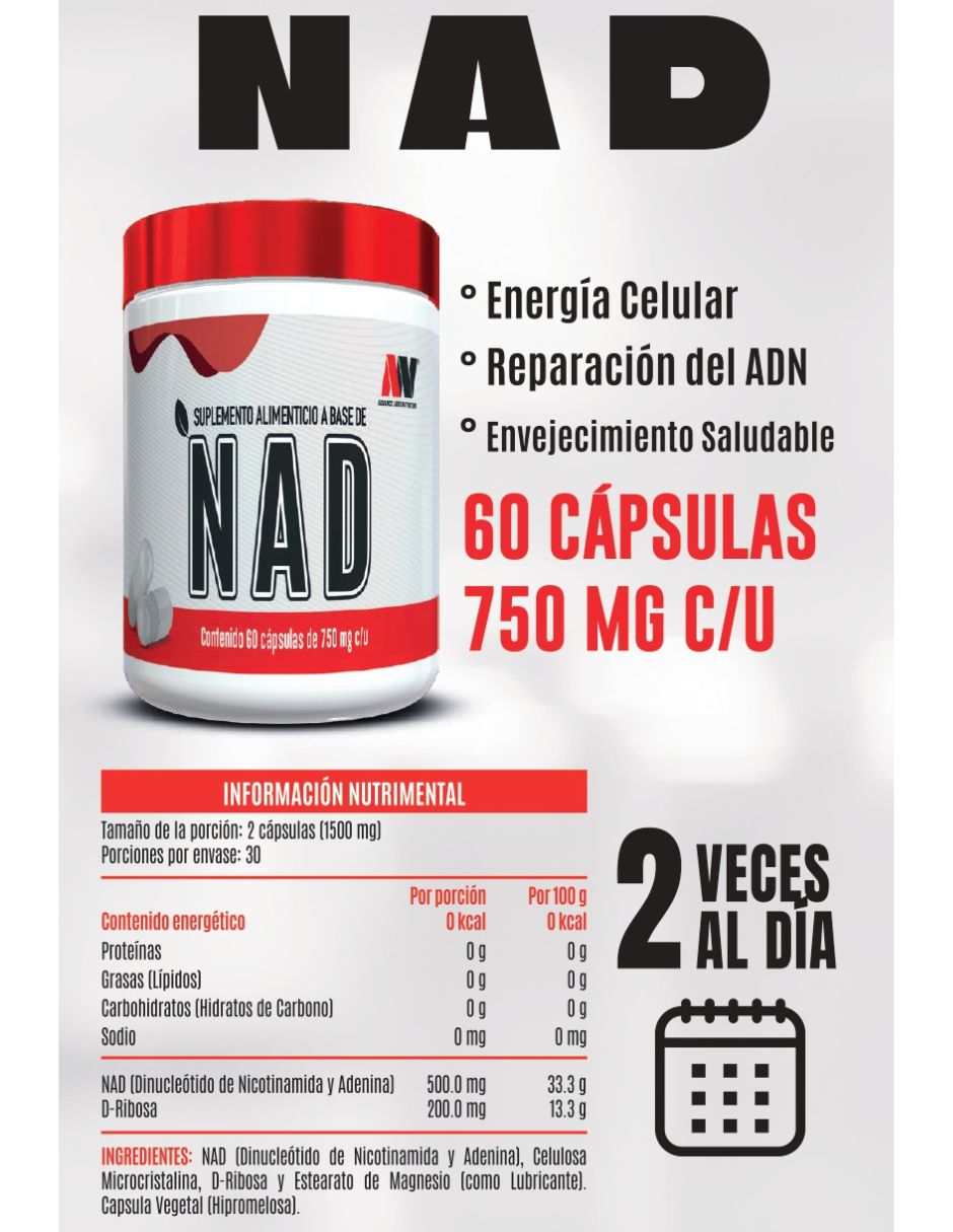 Suplementos alimenticios Nad con nad+ (nicotinamide adenine dinucleotide) 3