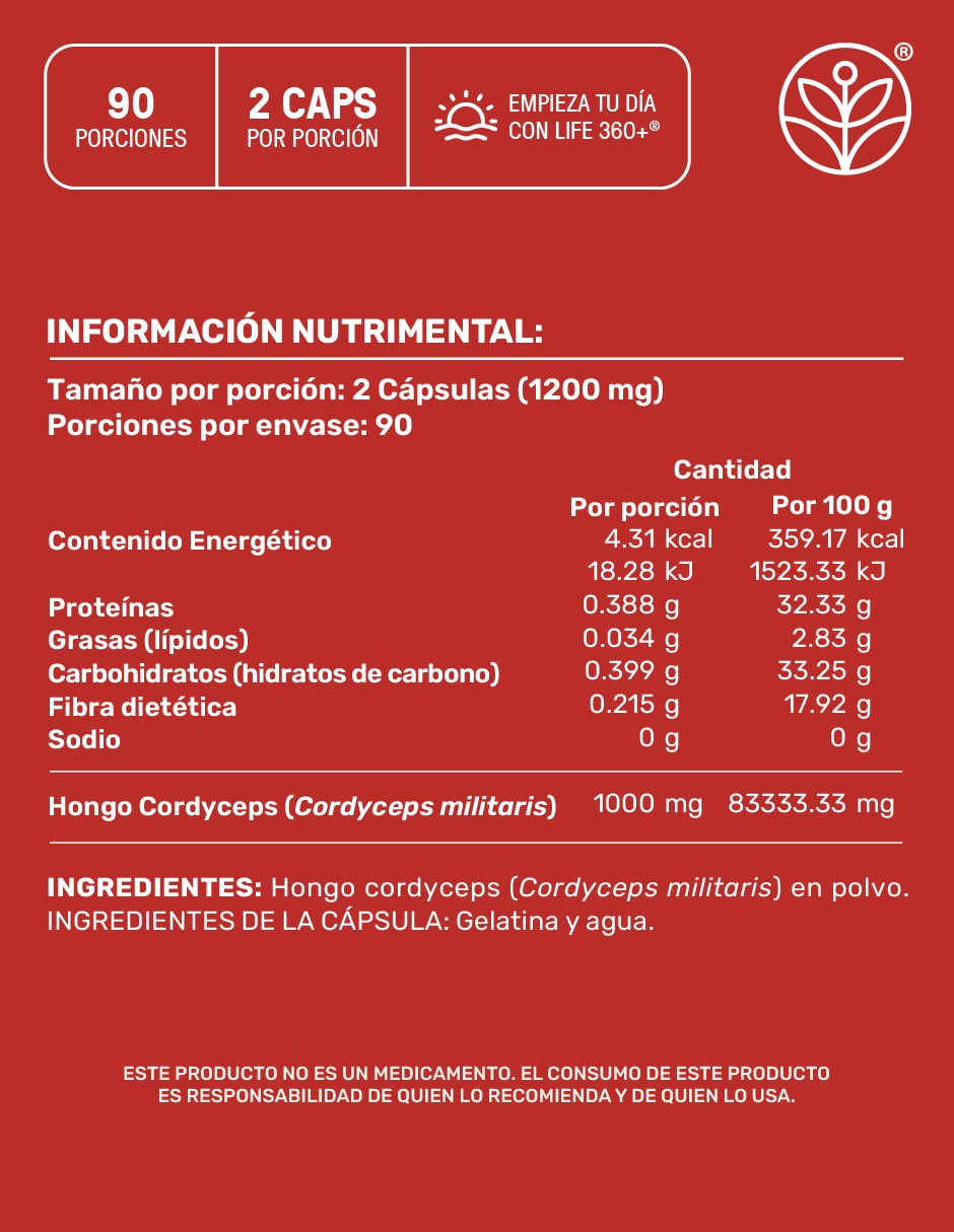 Cordyceps Mushrooms Life360+ con cordyceps