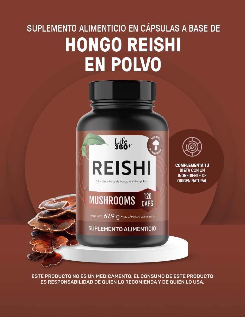 Reishi Mushrooms Life360+ con hongo reishi