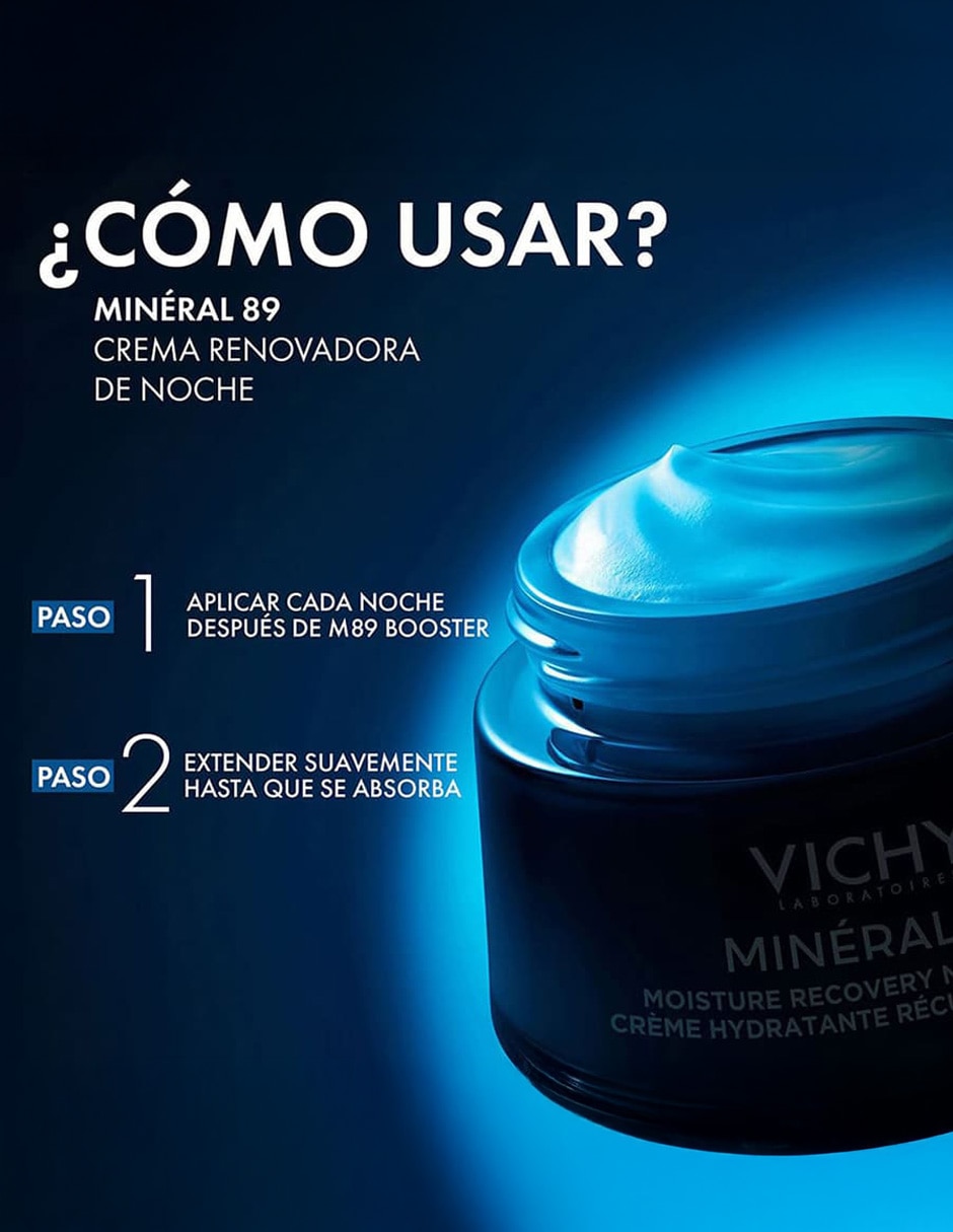 Crema facial recomendada para hidratar de noche Minéral 89 con Melatonina Pura Vichy para todo tipo de piel