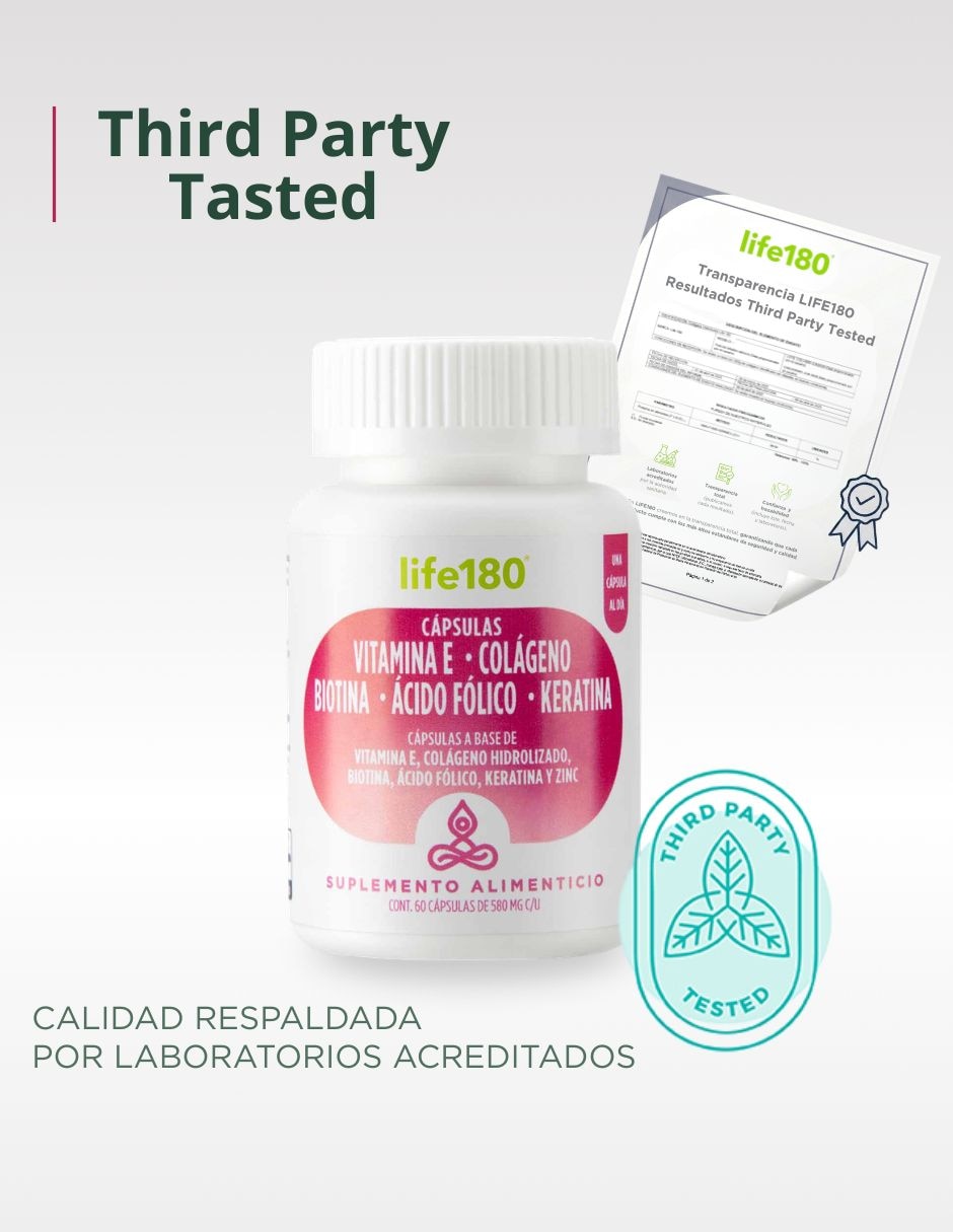 Cápsulas con Vitamina E, Colágeno, Biotina, Keratina Life 180 de 60 cápsulas