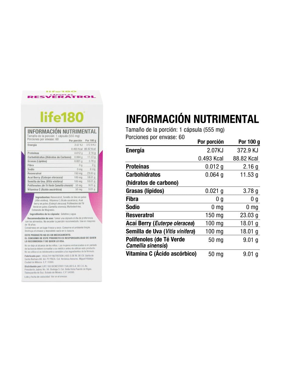 Resveratrol Life 180 de 60 cápsulas