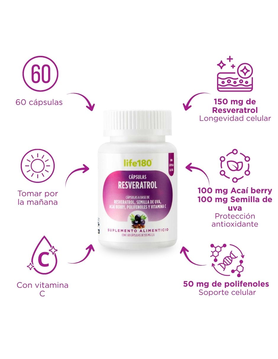 Resveratrol Life 180 de 60 cápsulas