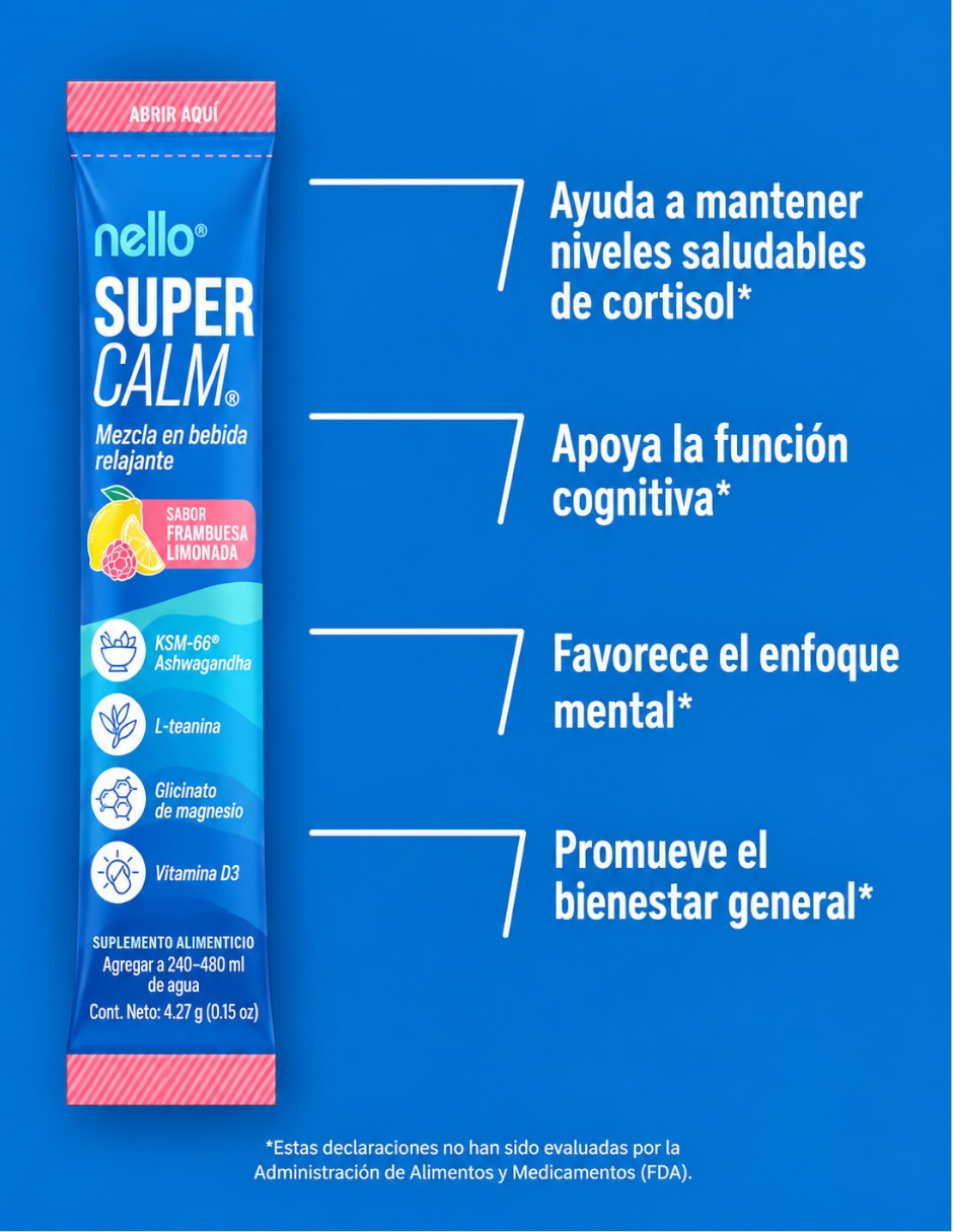 Supercalm con ashwagandha y magnesio sabor limonada rosa de 20 sobres