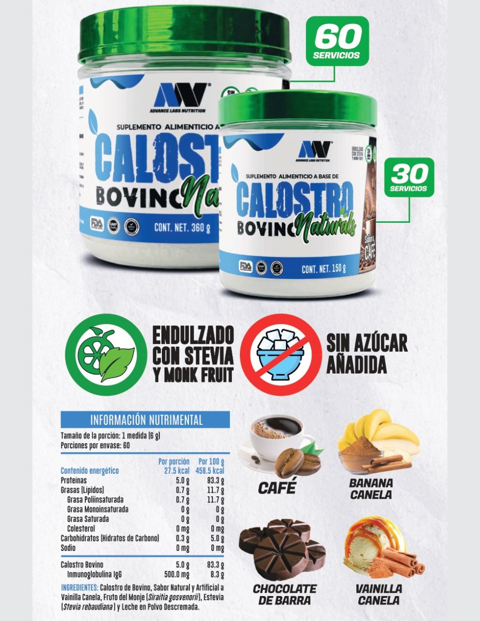 Calostro Bovino Naturals sabor café de 360 g Calostro Bovino Naturals sabor café de 360 g