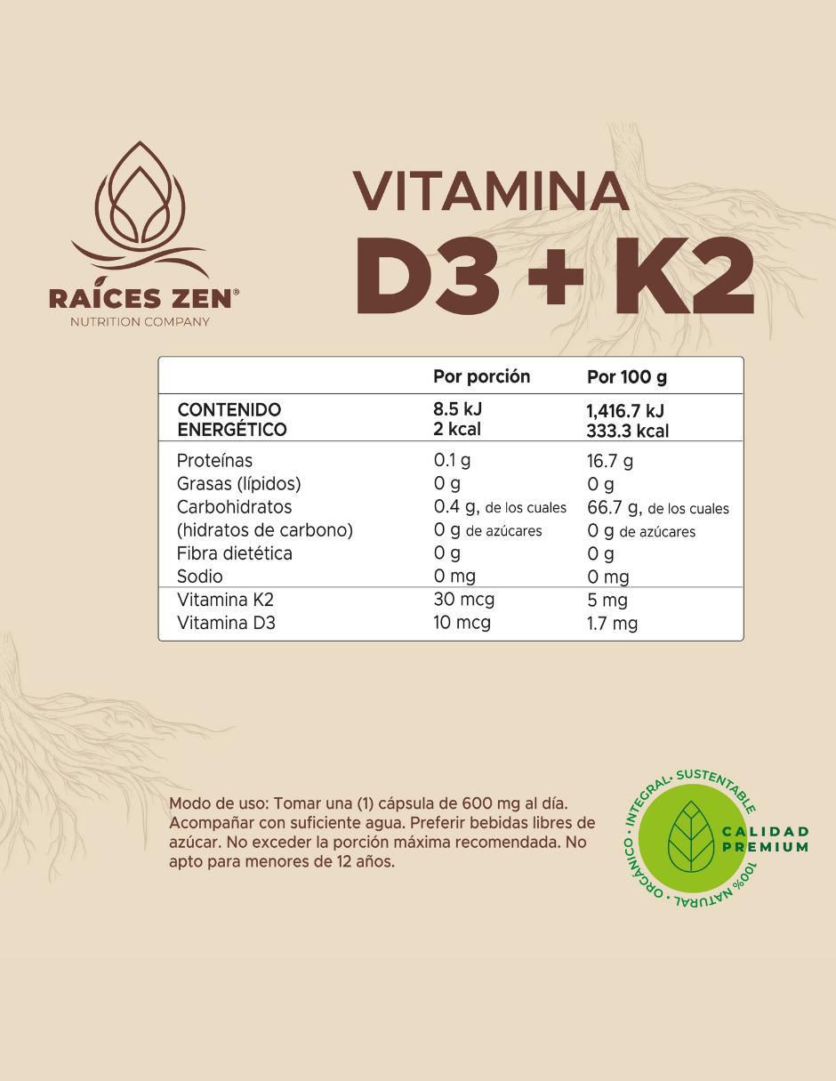 D3 + K2 Super Premium de 120 cápsulas