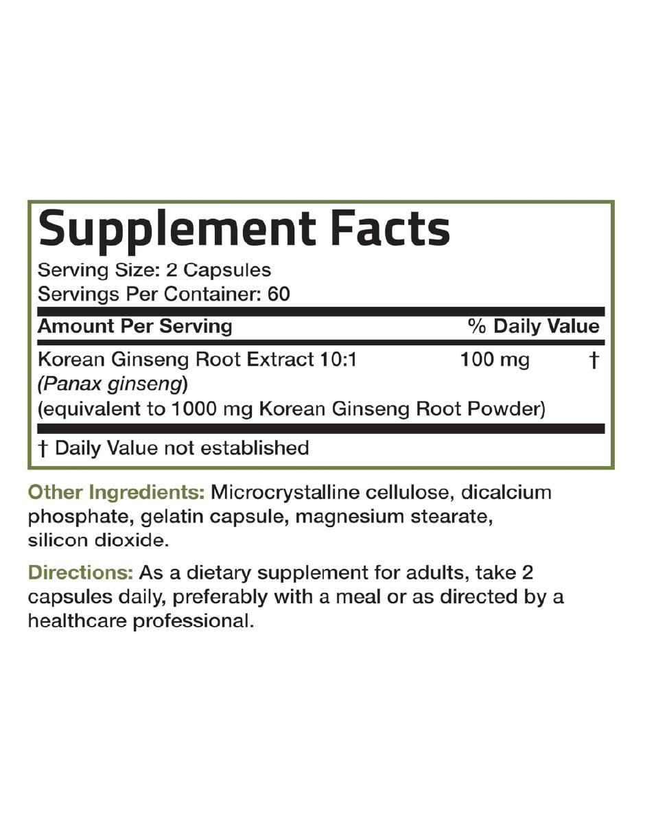 BRONSON KOREAN PANAX GINSENG Bronson con ginseng de 120 cápsulas