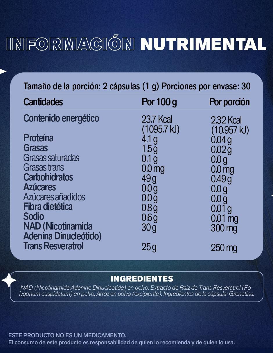 Nad+Resveratrol de 60 cápsulas