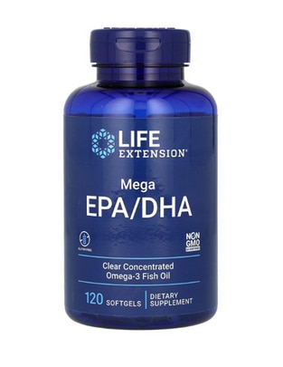 Mega EPA/DHA Life Extension con ácido eicosapentaenoico de 120 cápsulas