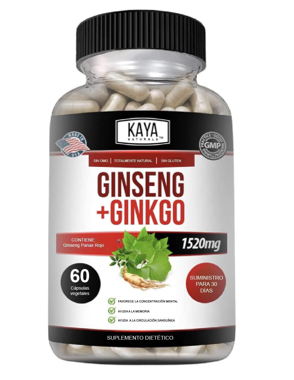 Ginseng Panax Rojo Kaya de 60 cápsulas