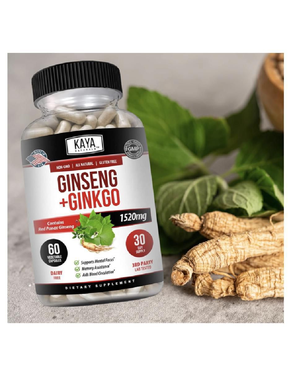 Ginseng Panax Rojo Kaya de 60 cápsulas