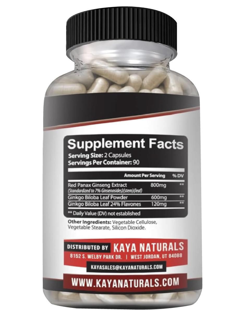 Ginseng Panax Rojo Kaya de 60 cápsulas