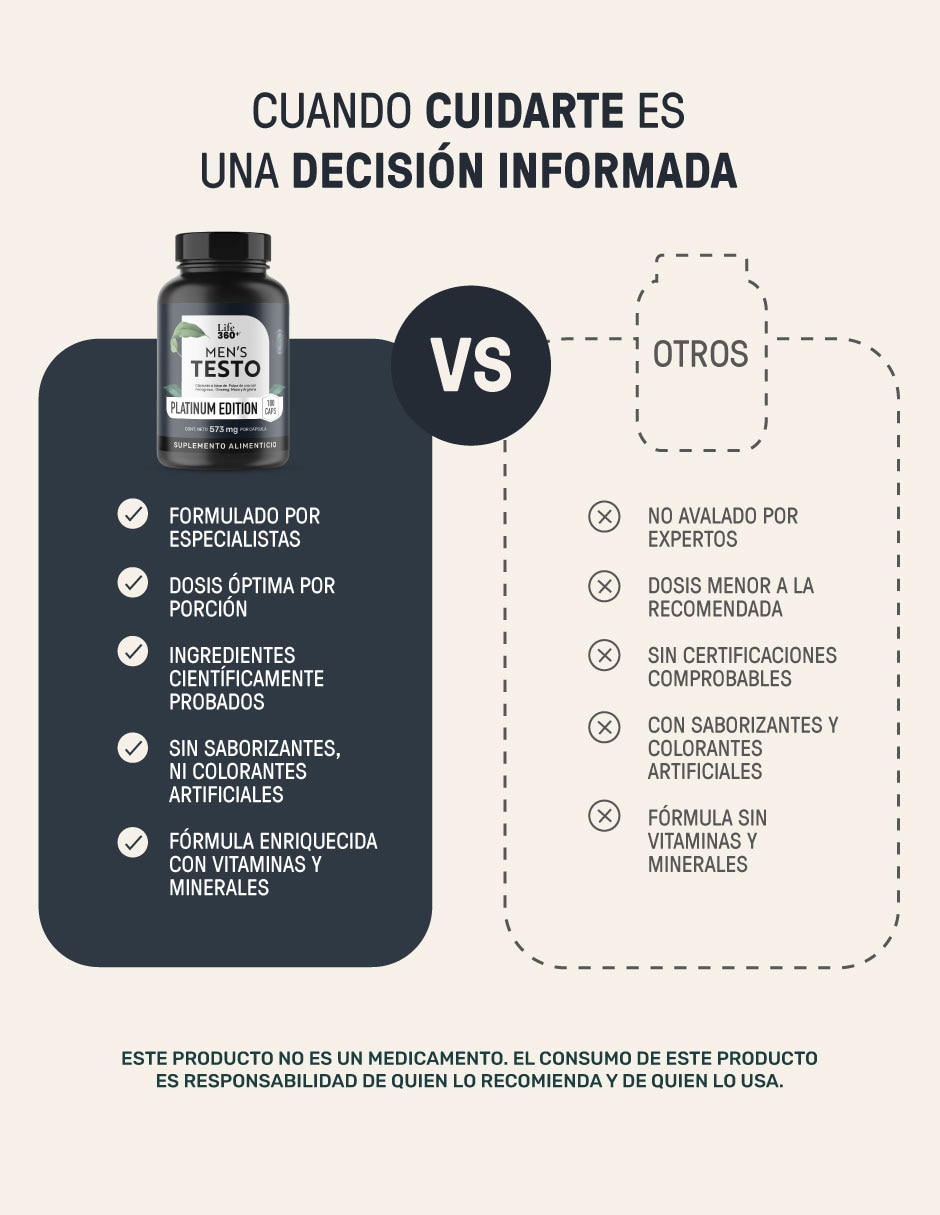 Testo Platinum Maca y Arginina Life360+ con fenogreco ( trigonella foenum-graecum)
