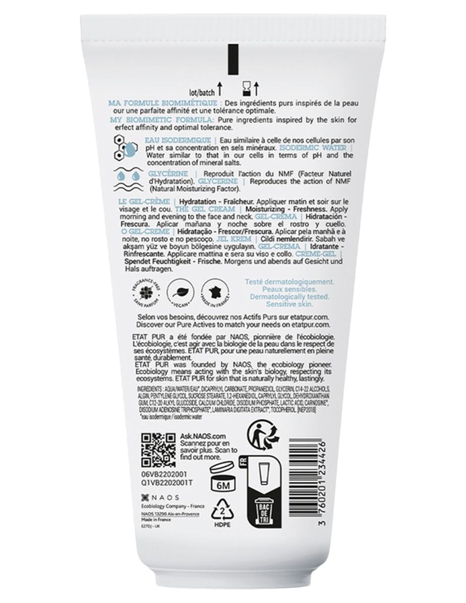 Tratamiento facial gel crema hidratante 50ml etat pure cuidado puro hidratante etat pur