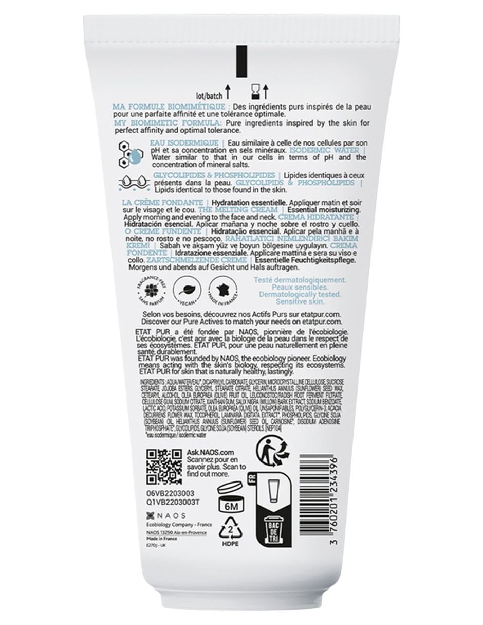 Tratamiento facial crema hidratante hidratante etat pur