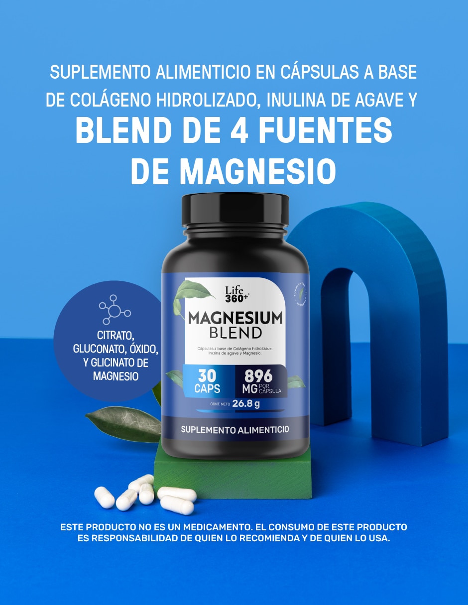Magnesium Blend Life360+ con magnesio de 30 cápsulas