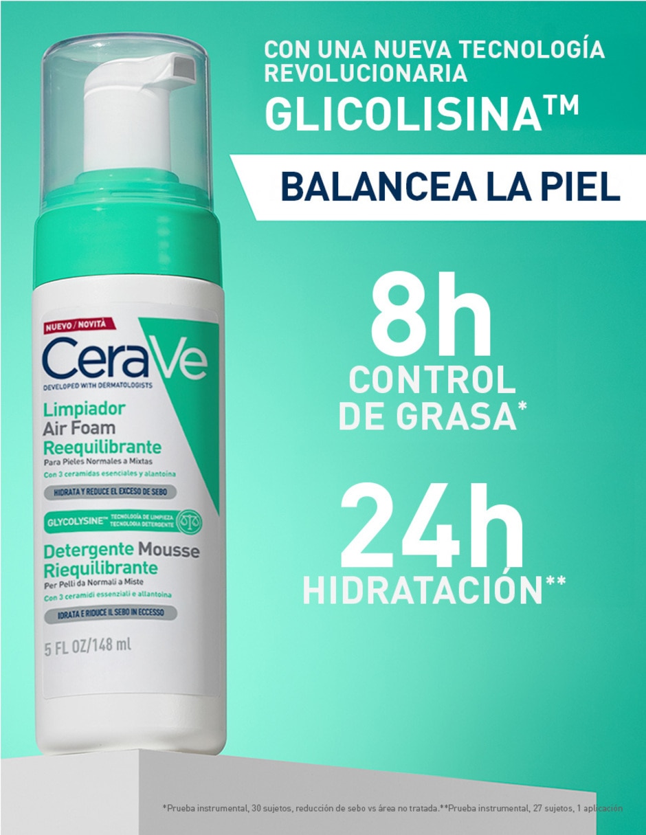 Set limpiador facial Air Foam Reequilibrante Hydrating Cleanser para hidratar 9