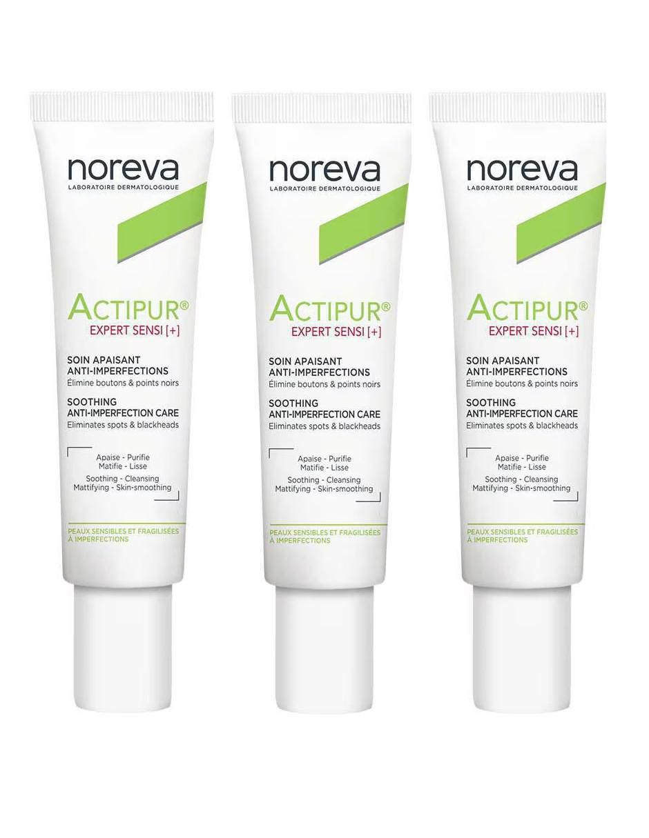 Set de crema facial recomendada para acné de día y noche Noreva para piel sensible