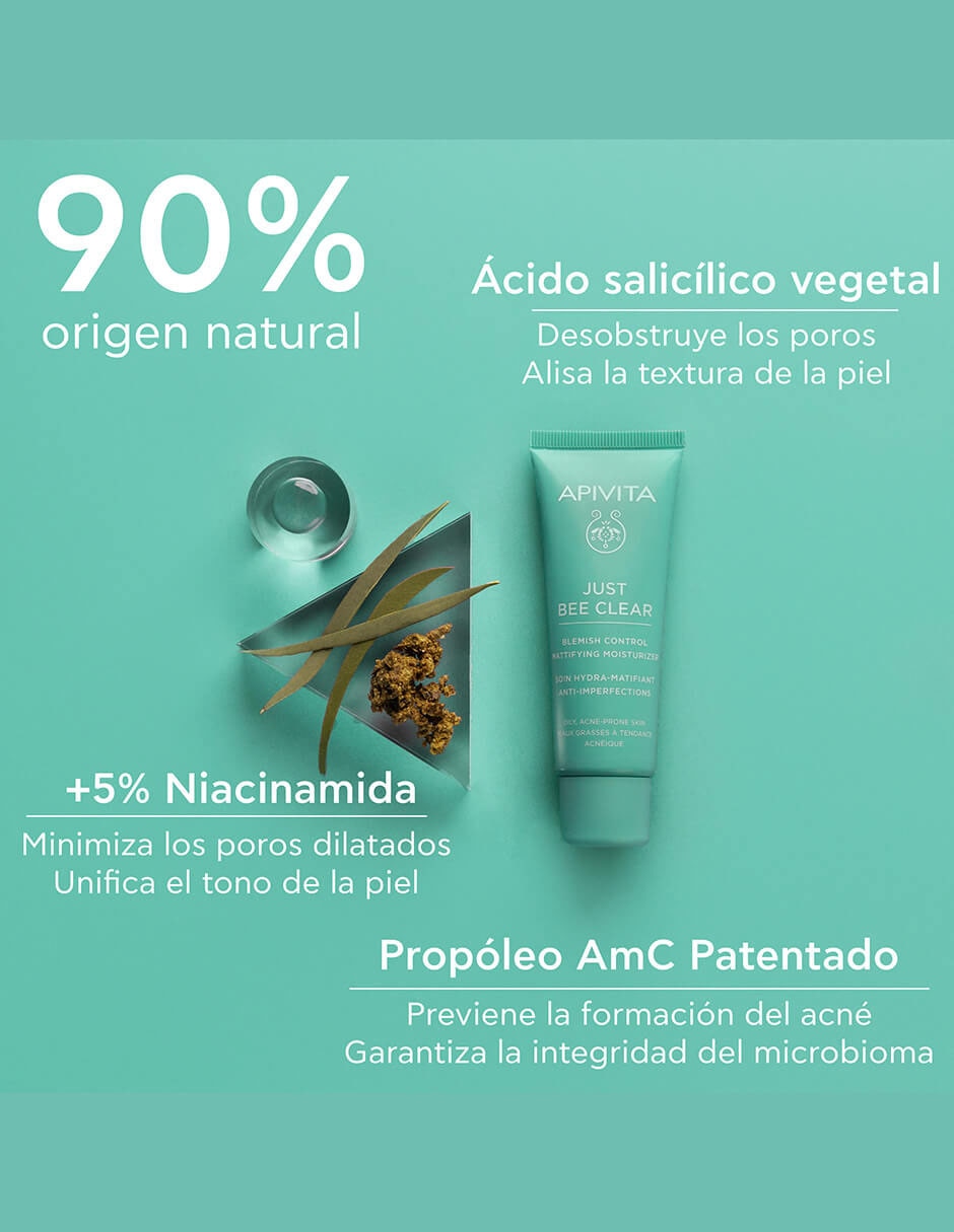 Crema facial recomendada para matificar e hidratar día y noche Just bee clear para piel mixta y grasa 2
