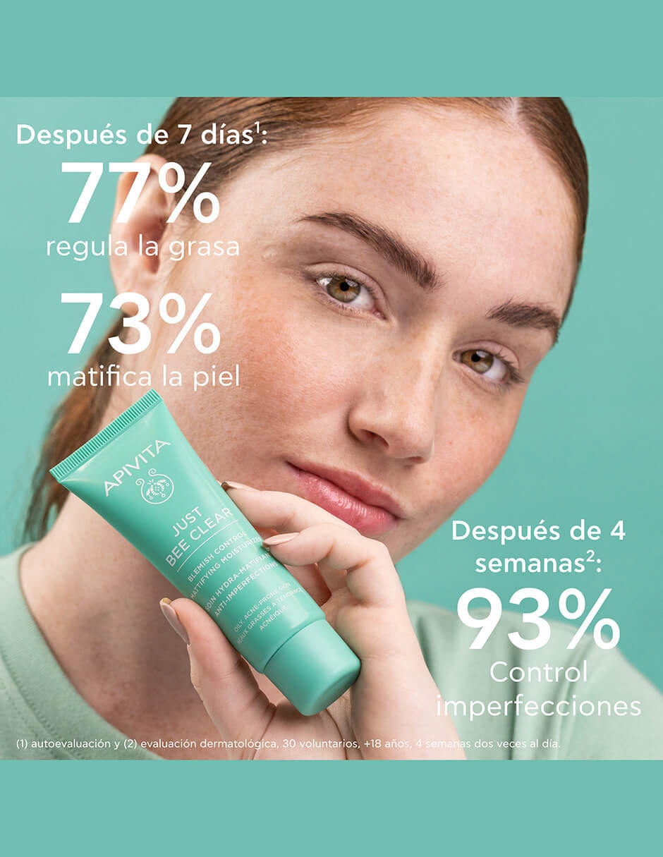 Crema facial recomendada para matificar e hidratar día y noche Just bee clear para piel mixta y grasa 3