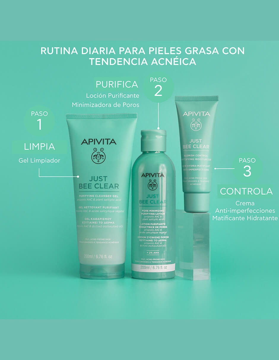 Crema facial recomendada para matificar e hidratar día y noche Just bee clear para piel mixta y grasa 4