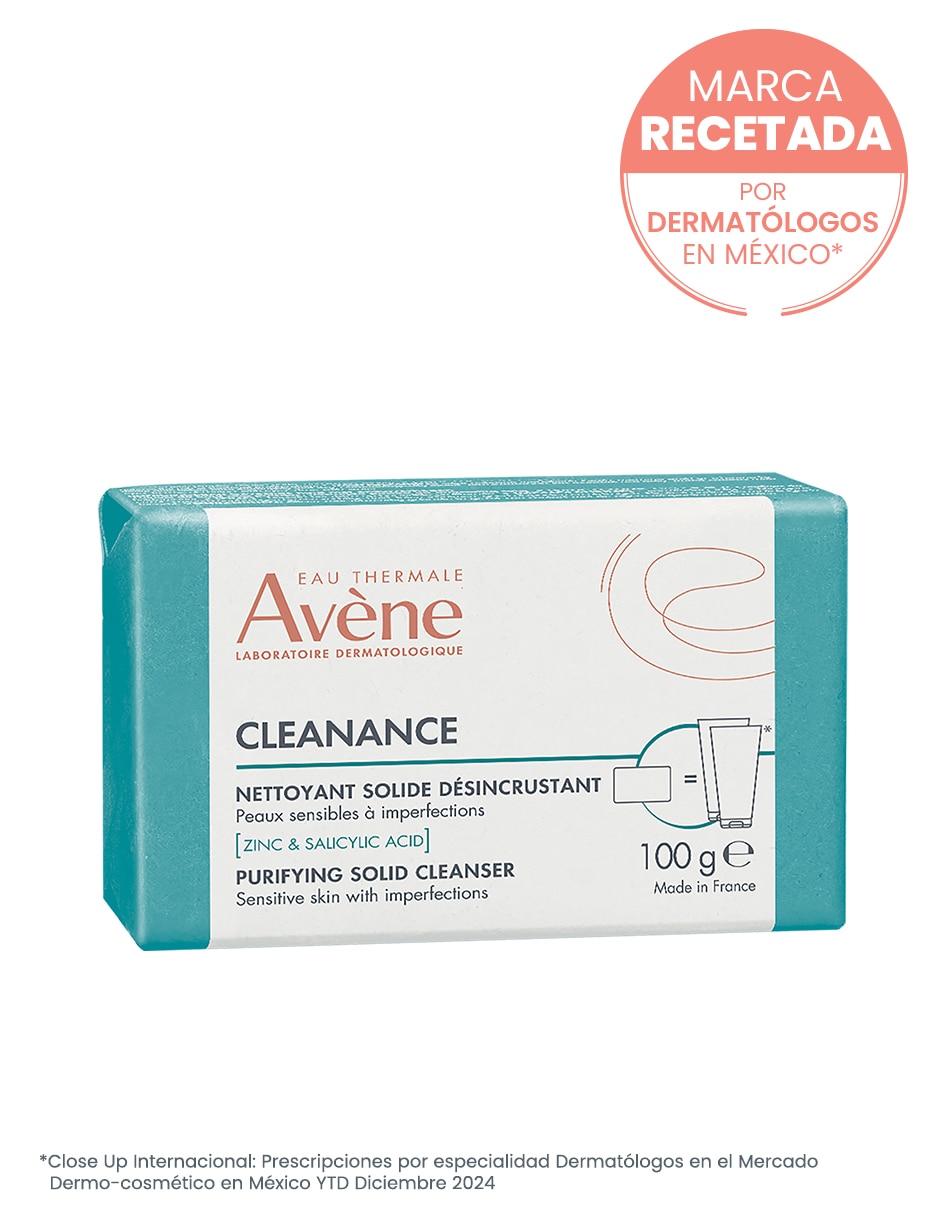 Limpiador facial Cleanance barra exfoliante facial sin jabón piel grasa 100 g Avène para acné 8