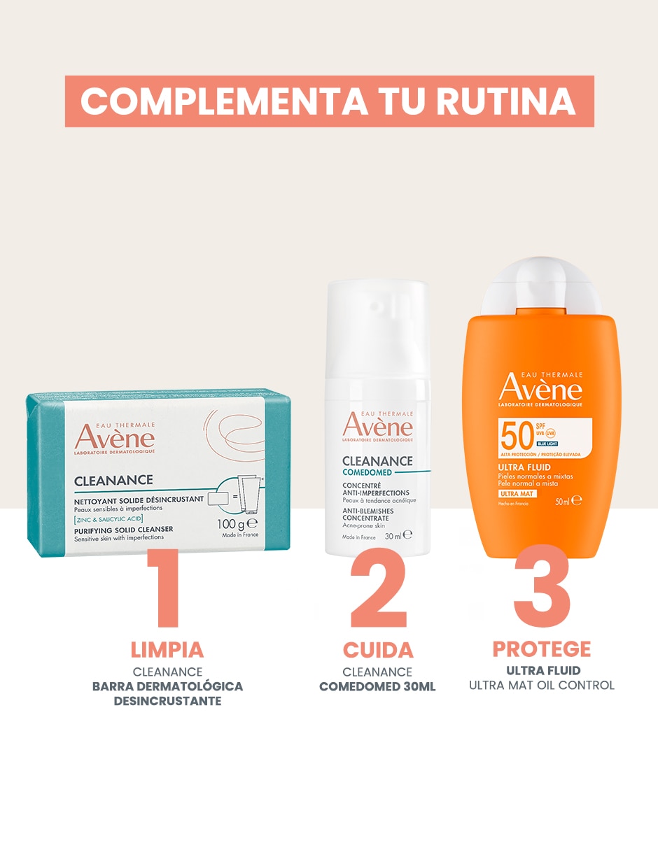 Limpiador facial Cleanance barra exfoliante facial sin jabón piel grasa 100 g Avène para acné 12