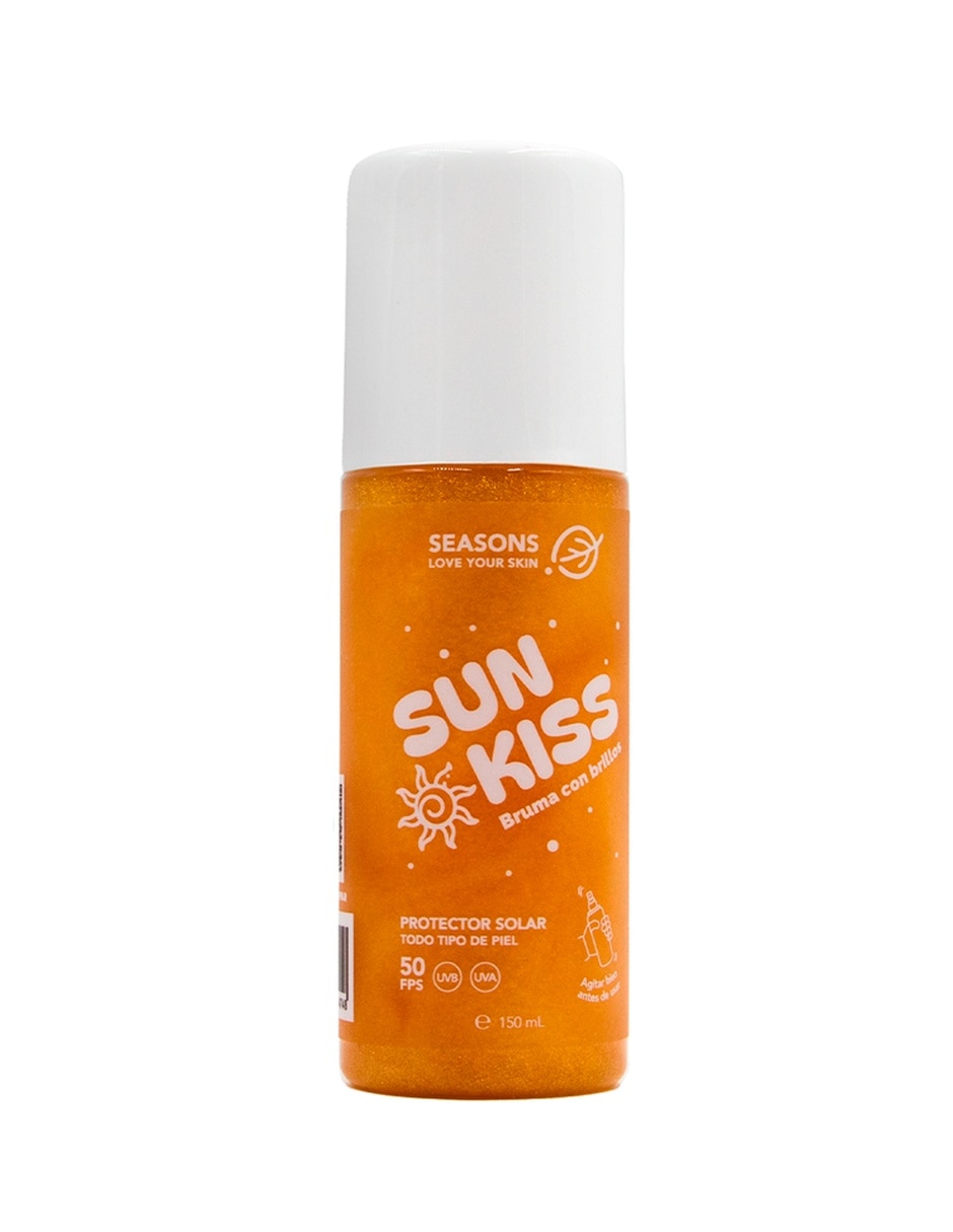 Protector solar FPS 50 Sun Kiss Bruma con brillos Seasons 150 ml