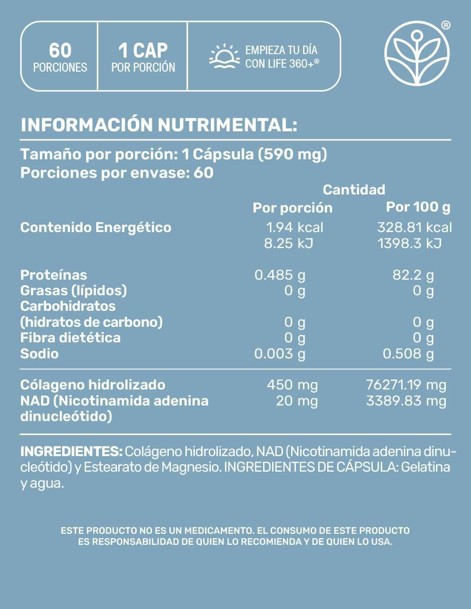 Nad (nicotinamida adenina dinucleótido) + colágeno hidrolizado