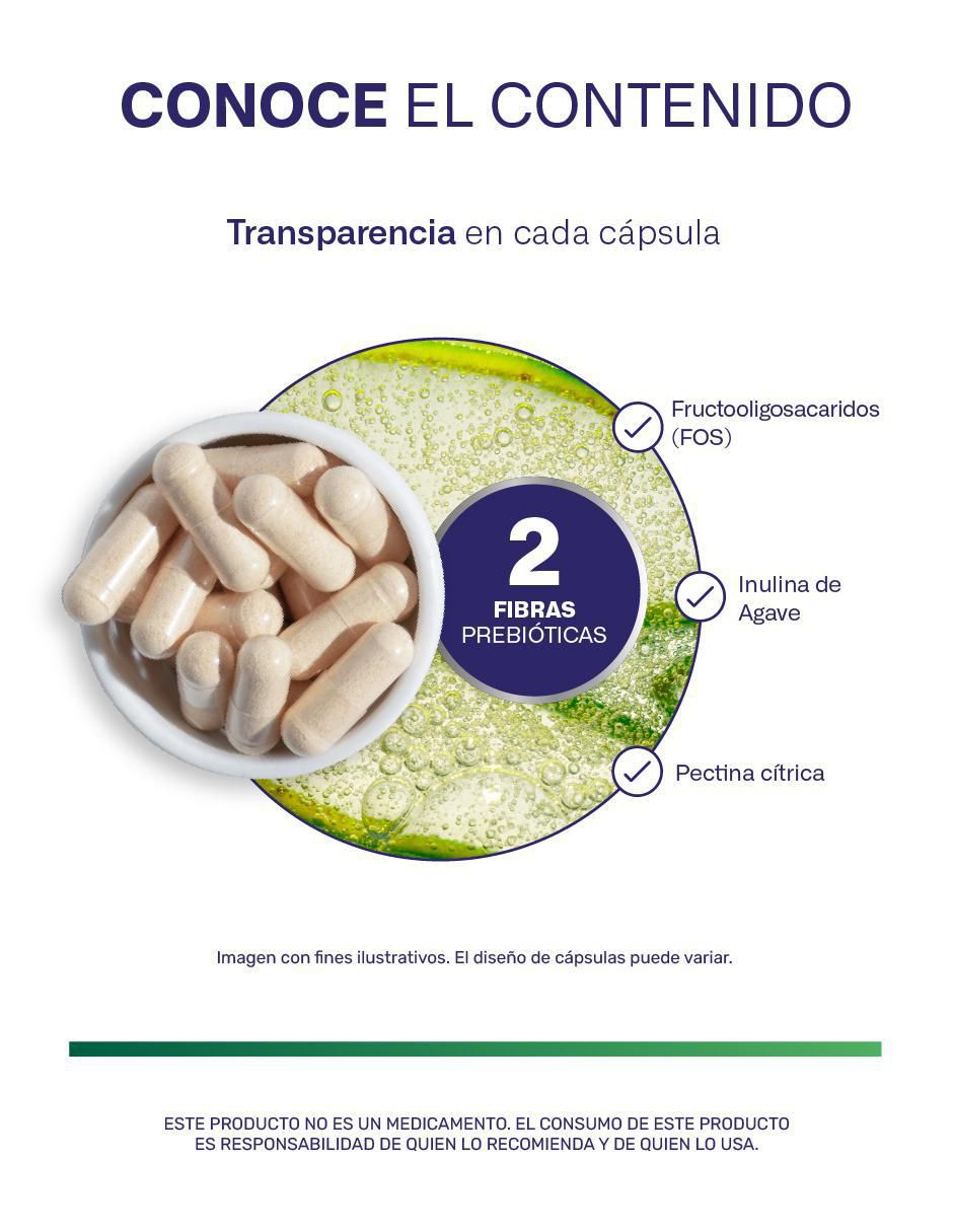 2 Fibras prebiotic con inulina de agave, lactobacillus acidophilus de 120 cápsulas 3