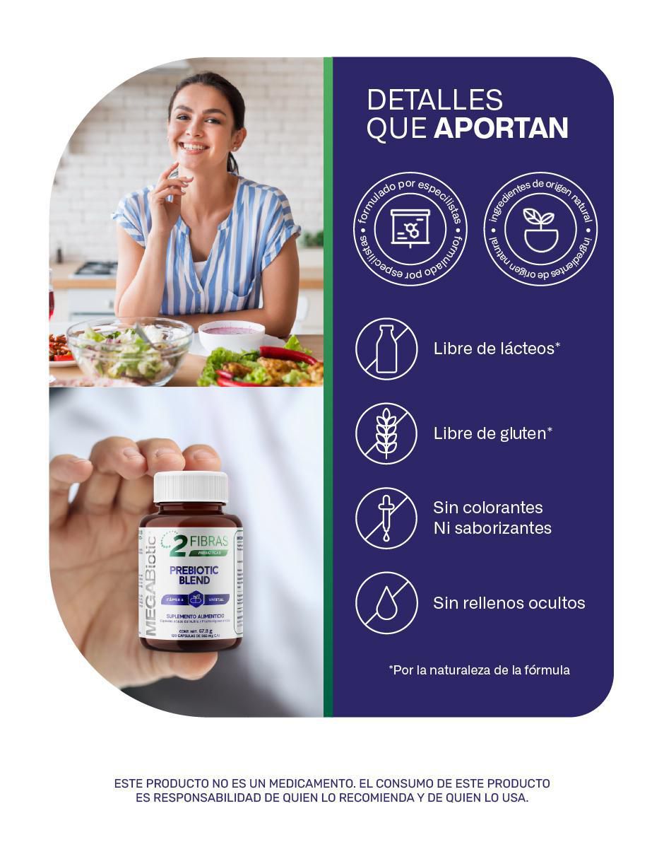 2 Fibras prebiotic con inulina de agave, lactobacillus acidophilus de 120 cápsulas 6
