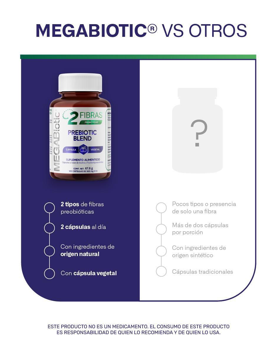2 Fibras prebiotic con inulina de agave, lactobacillus acidophilus de 120 cápsulas 9