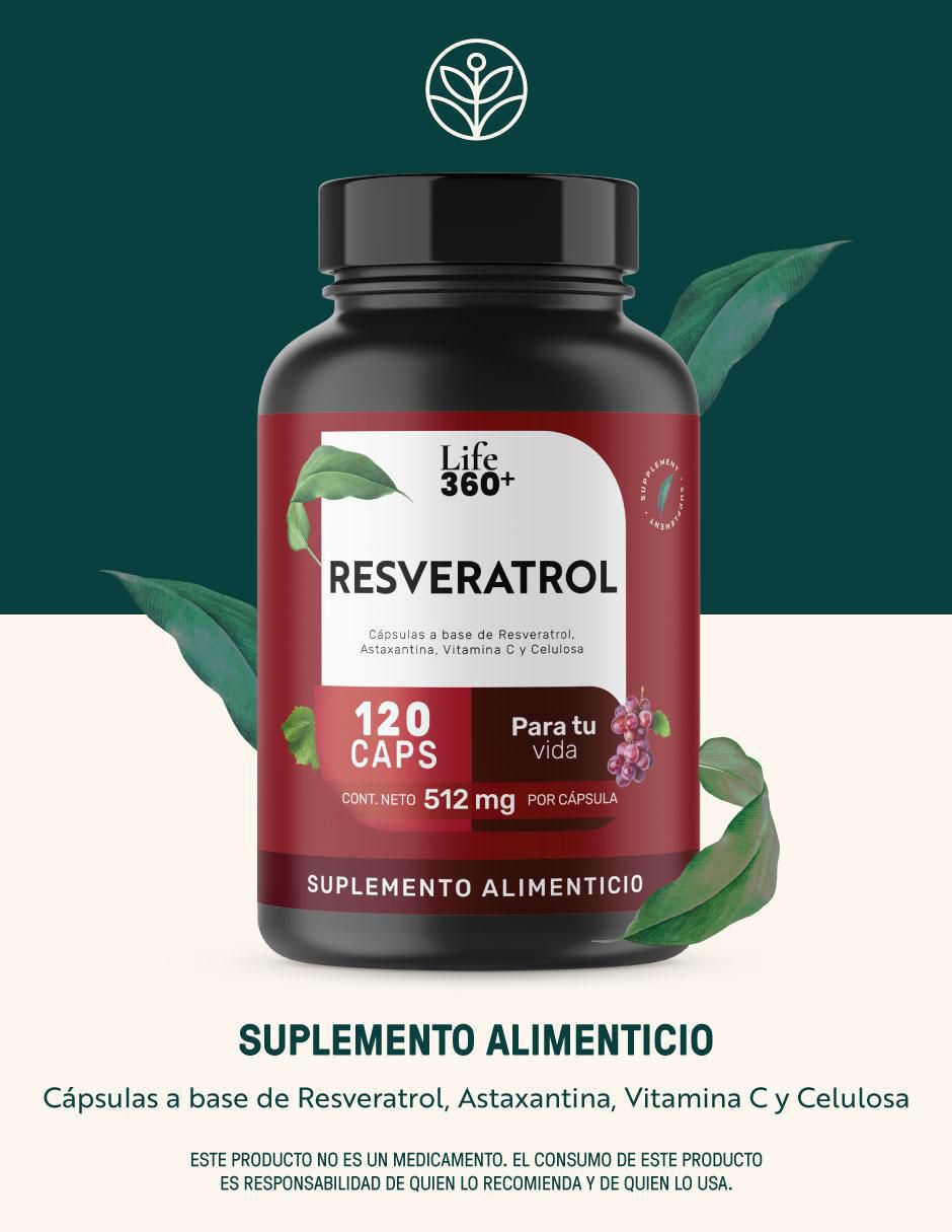 Resveratrol con astaxantina Life360+ de 120 cápsulas