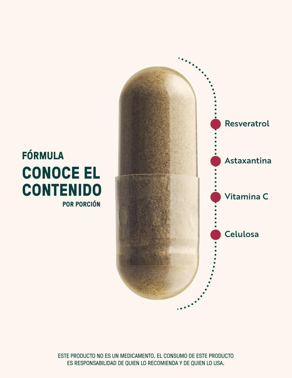 Resveratrol con astaxantina Life360+ de 120 cápsulas