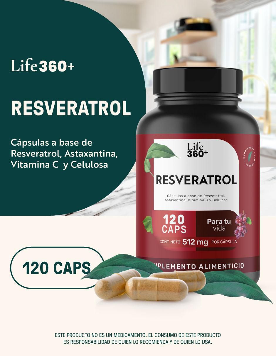 Resveratrol con astaxantina Life360+ de 120 cápsulas