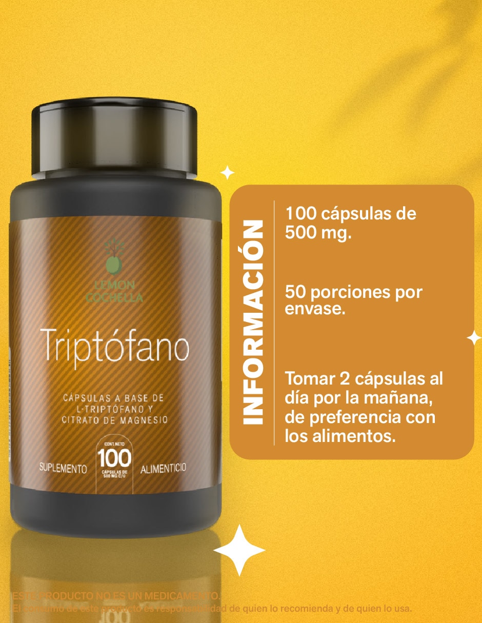 Triptófano Lemon Cochella con L-triptófano, Citrato de Magnesio de 100 cápsulas