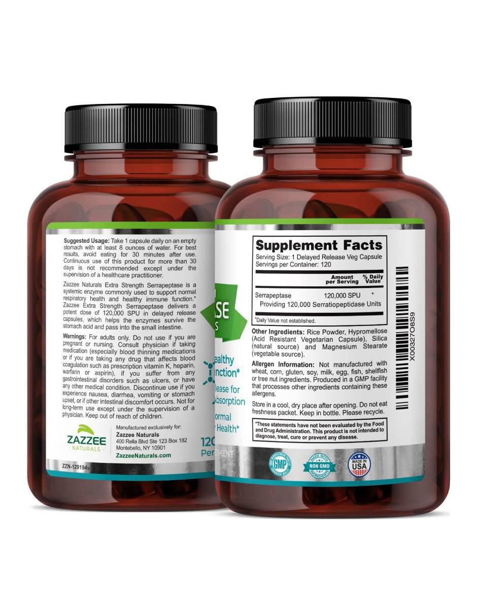 Suplemento Enzimático antiinflamatorio con Serrapeptasa de 120 cápsulas 2