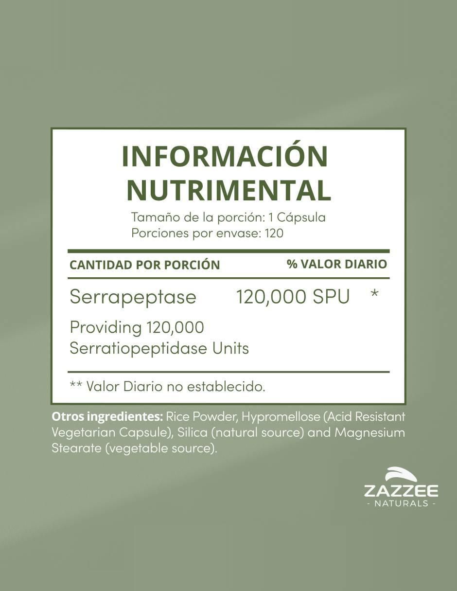 Suplemento Enzimático antiinflamatorio con Serrapeptasa de 120 cápsulas Suplemento Enzimático antiinflamatorio con Serrapeptasa de 120 cápsulas