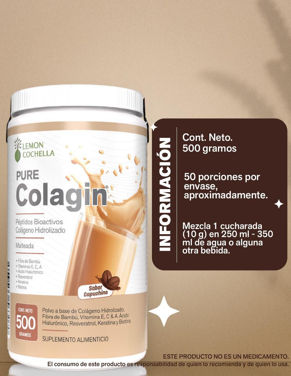 Pure Colagin Lemon Cochella sabor capuccino de 500 g
